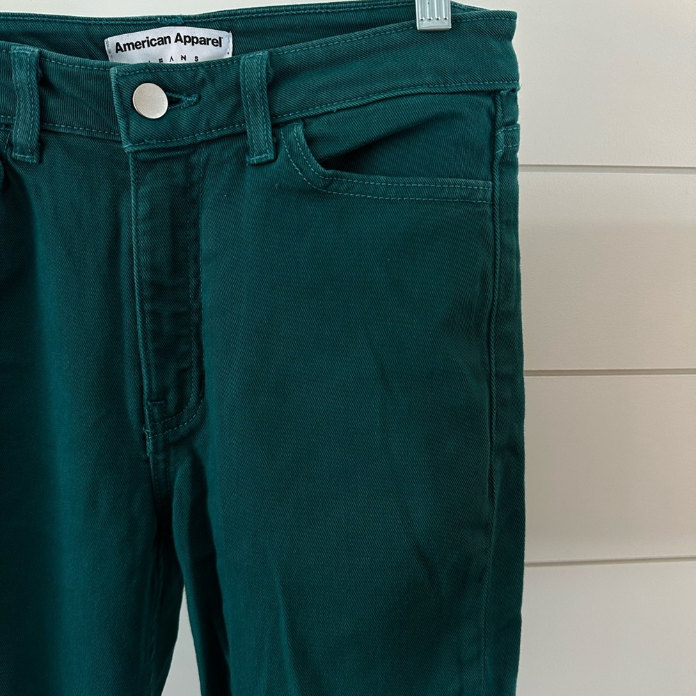 American Apparel Women's Skinny Jeans Teal Green